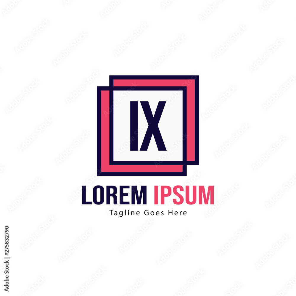Initial IX logo template with modern frame. Minimalist IX letter logo vector illustration