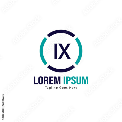 Initial IX logo template with modern frame. Minimalist IX letter logo vector illustration