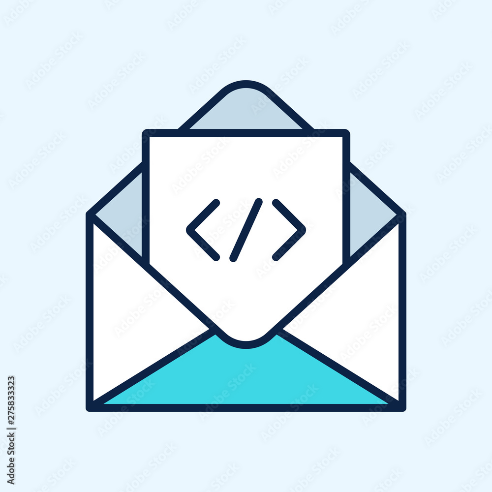 Email icon with coding symbol Email icon with coding symbol