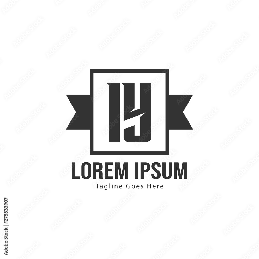 Initial IY logo template with modern frame. Minimalist IY letter logo vector illustration