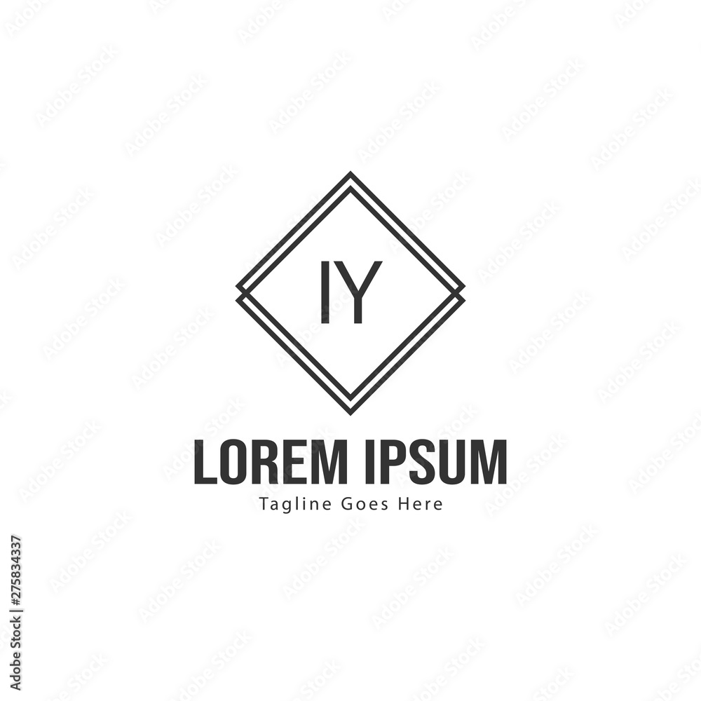 Fototapeta premium Initial IY logo template with modern frame. Minimalist IY letter logo vector illustration