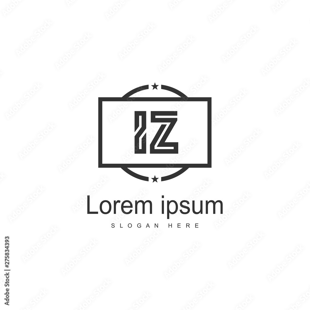Initial IZ logo template with modern frame. Minimalist IZ letter logo vector illustration