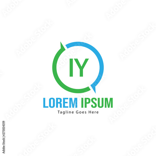 Initial IY logo template with modern frame. Minimalist IY letter logo vector illustration