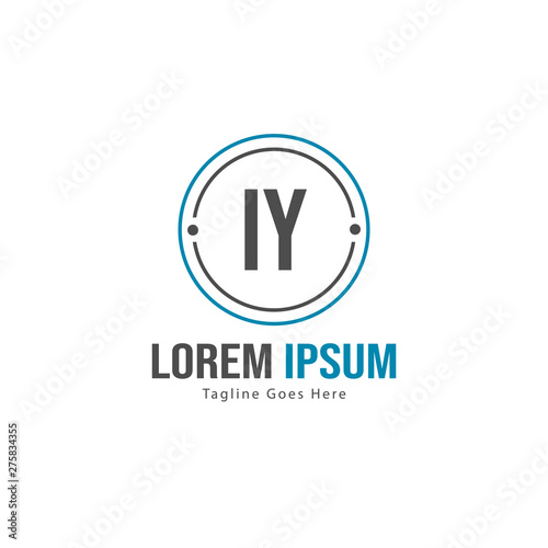 Initial IY logo template with modern frame. Minimalist IY letter logo vector illustration
