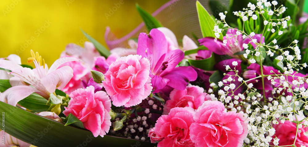 Composition with bouquet of freshly cut flowers Composition with bouquet of freshly cut flowers