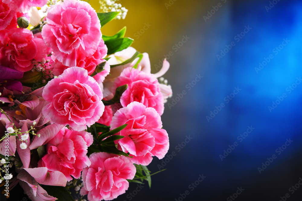 Composition with bouquet of freshly cut flowers Composition with bouquet of freshly cut flowers