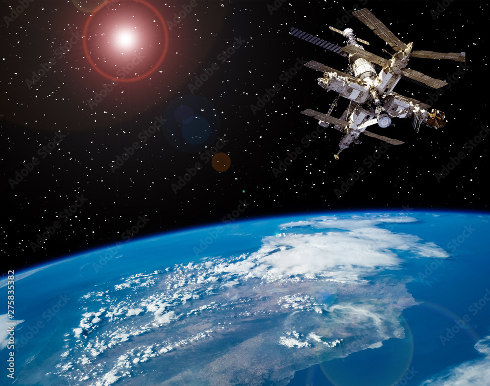 Space station above the earth. The elements of this image furnished by NASA. Space station above the earth. The elements of this image furnished by NASA.