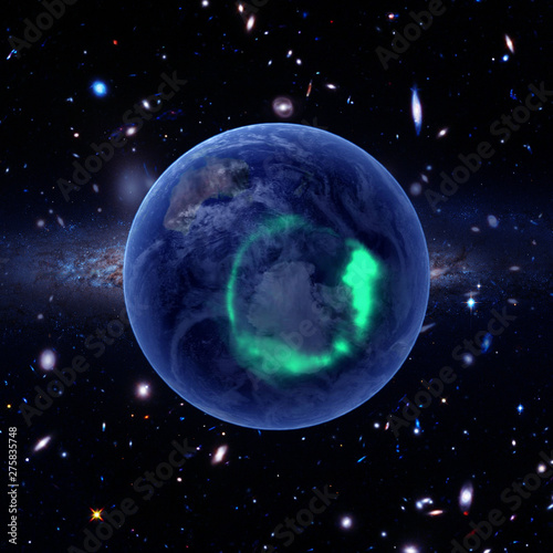 Fototapeta Naklejka Na Ścianę i Meble -  Planet earth and aurora. The elements of this image furnished by NASA.