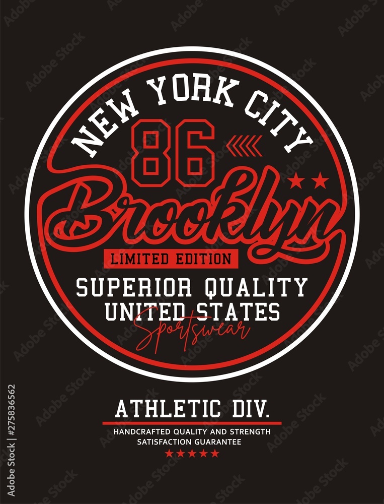 Brooklyn 86 ypography sport for t-shirt print design and various uses, vector illustration