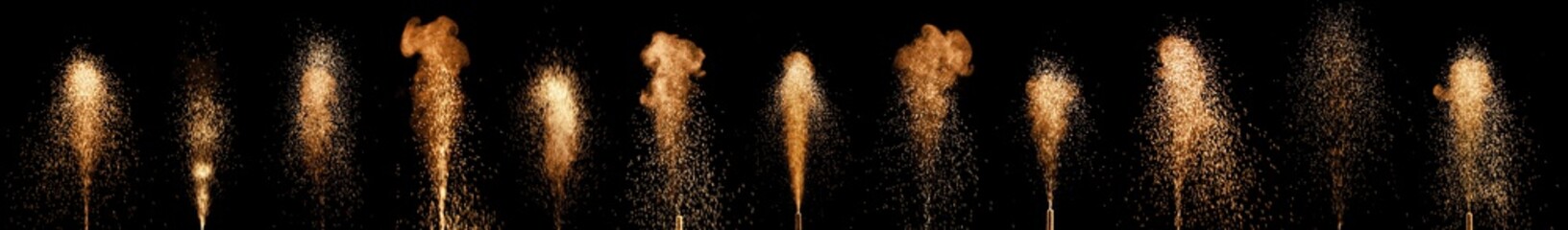 colorful fountain fireworks stream into dark night