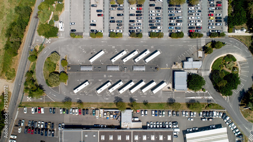 Aerial photo of a bus station in La Rochelle, France