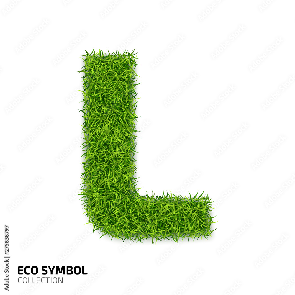 Letter of grass alphabet. Grass letter L isolated on white background ...