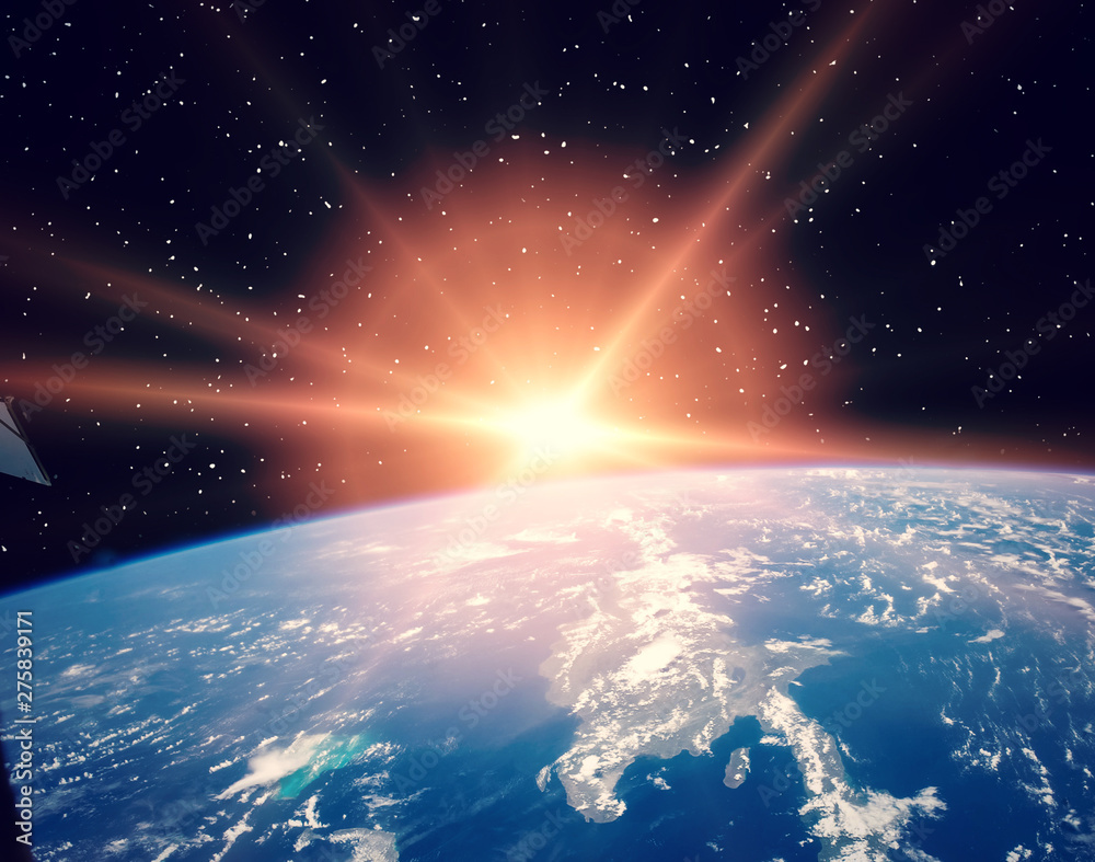 Obraz premium Space and sunrise. The elements of this image furnished by NASA.