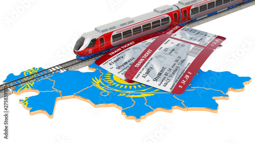 Rail travel in Kazakhstan, concept. 3D rendering