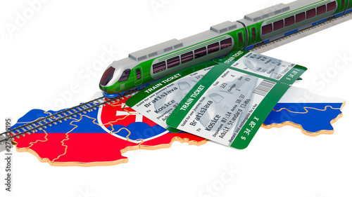 Canvas Print Rail travel in Slovakia, concept. 3D rendering