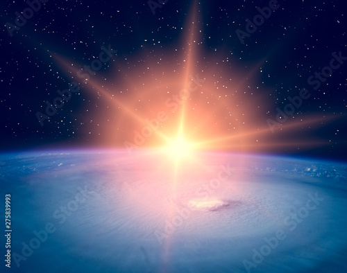 Fototapeta Naklejka Na Ścianę i Meble -  Sunrise on the planet earth. The elements of this image furnished by NASA.
