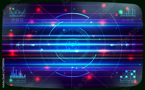 HUD UI and infographic elements. Sci-fi futuristic user interface. Technology background. Spaceship hightech screen concept. Computer game screen. Vector illustration