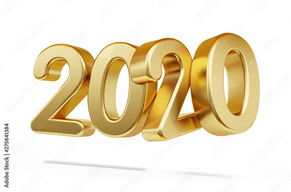 2020 golden bold letters isolated on white 3d-illustration 2020 golden bold letters isolated on white 3d-illustration
