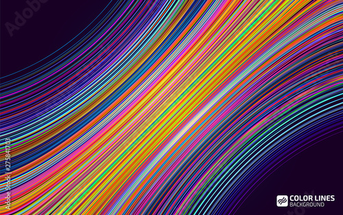 Abstract color lines background. Moving colorful lines of abstract background. Moving color waves. Design elements for card, website, wallpaper, presentation. Abstract creative disco template.