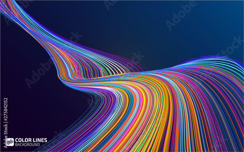 Abstract color lines background. Moving colorful lines of abstract background. Moving color waves. Design elements for card, website, wallpaper, presentation. Abstract creative disco template.