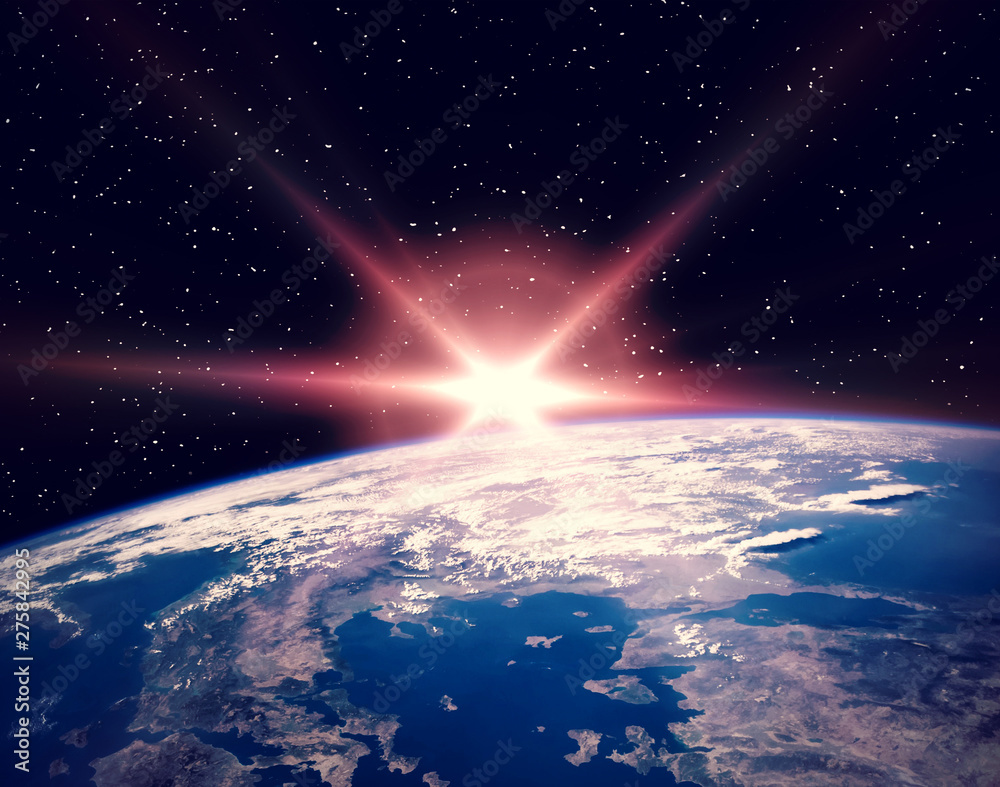 Obraz premium Space and sunrise. The elements of this image furnished by NASA.