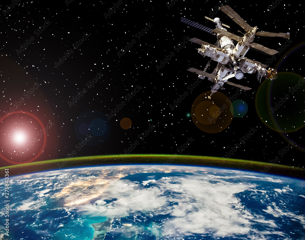 Space station above the earth. The elements of this image furnished by NASA. Space station above the earth. The elements of this image furnished by NASA.
