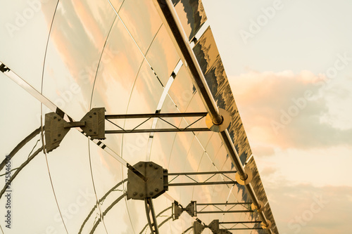 Detail of the concentrators and solar panels of the solar thermal power plant in Logrosan