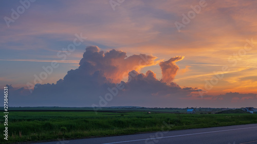 Photography Summer sky with fanciful cumulus clouds over Rivne region, Velyka Omelyana, Ukraine
