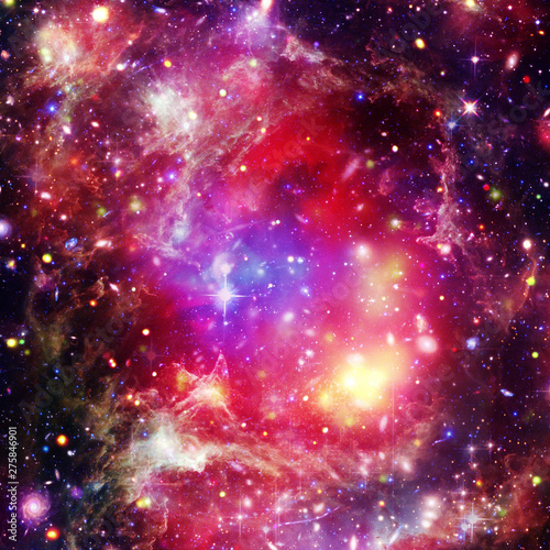 Fototapeta Naklejka Na Ścianę i Meble -  Starfield, galaxies and flares. The elements of this image furnished by NASA.