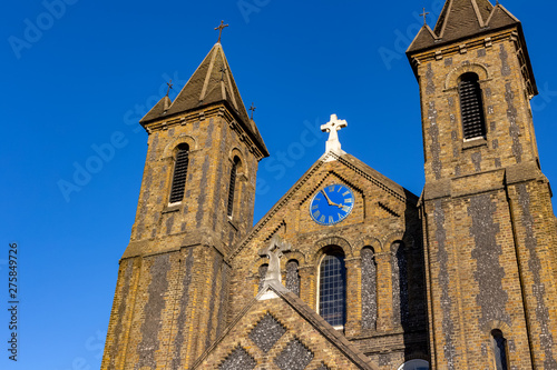 LONDON, UK – Oct 21, 2018: St John the Evangelist a neo norman church at Harrow Road Kensal Green London - England, UK photo