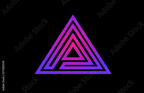 A line pink blue alphabet letter logo icon design sign