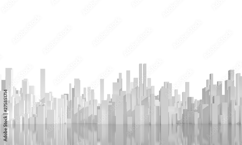 Abstract city skyline isolated on white, 3 d