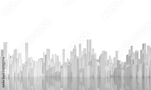 Abstract city skyline isolated on white  3 d