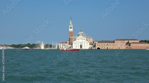 Wallpaper Mural Venice, Italy - June 30, 2018: Panoramic view of San Giorgio Maggiore Island from St. Mark's Campanile. Landscape of summer day and sunny blue sky Torontodigital.ca