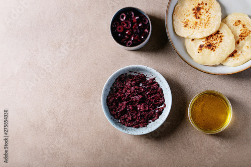 Olive tapenade served with homemade bread