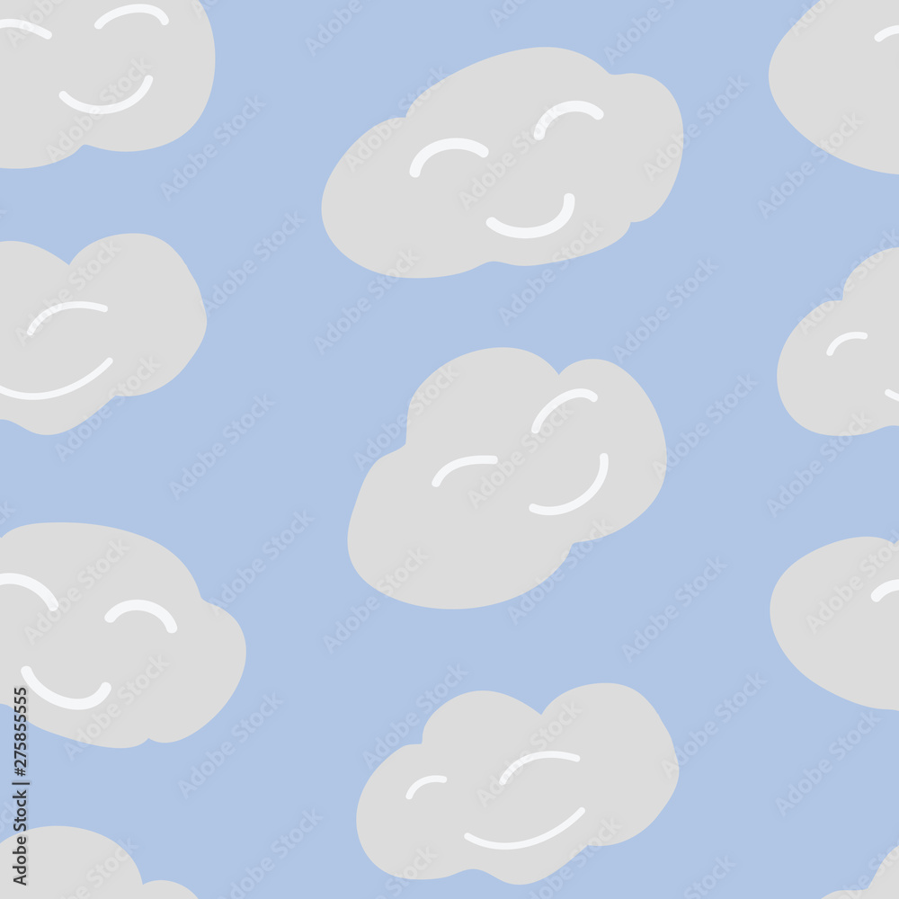 Happy Clouds vector seamless pattern