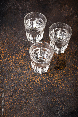 Glasses of Russian drink vodka