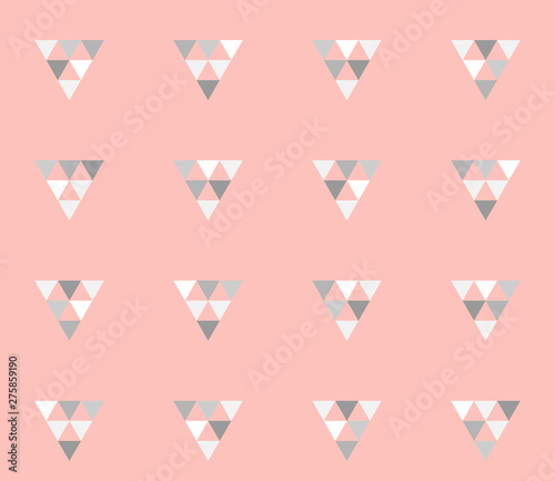 Seamless geometric pattern wth colorful triangles on white background. Seamless abstract triangle geometrical background. Infinity geometric pattern. Vector illustration.