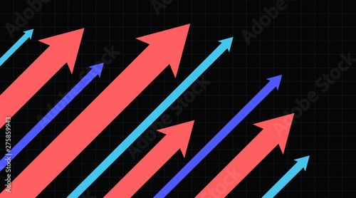 Stock market arrows going up. Creative Vector illustration on a grid.