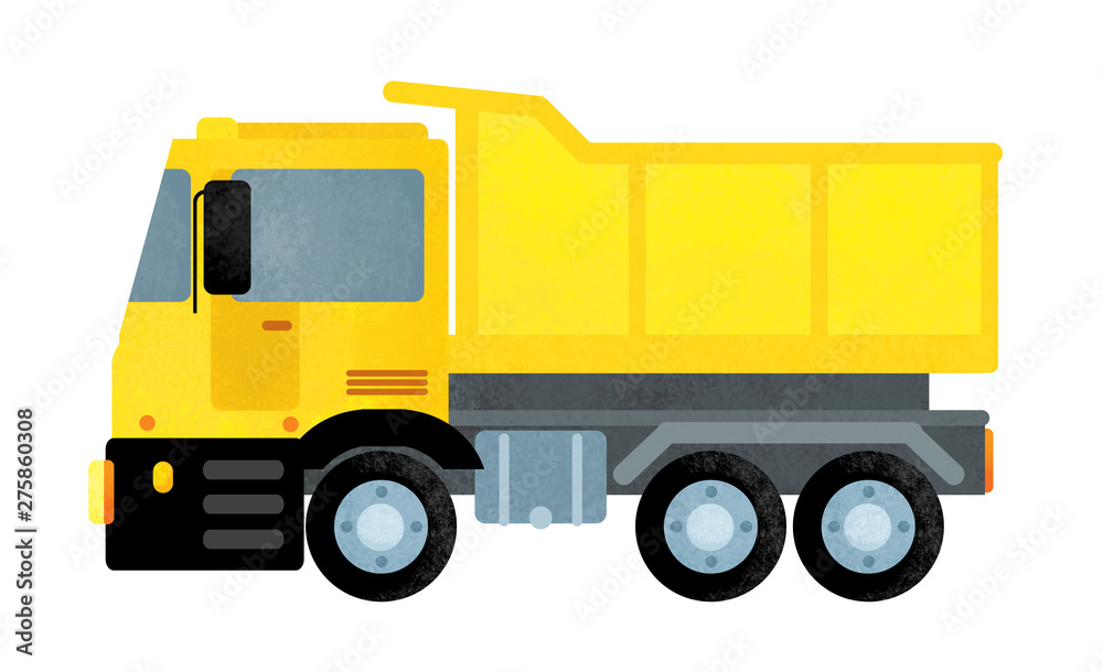cartoon happy and funny cargo truck looking and smiling - vector illustration for children