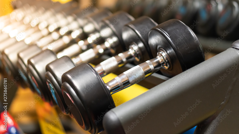 Dumbbell used to exercise in the training center Dumbbell used to exercise in the training center