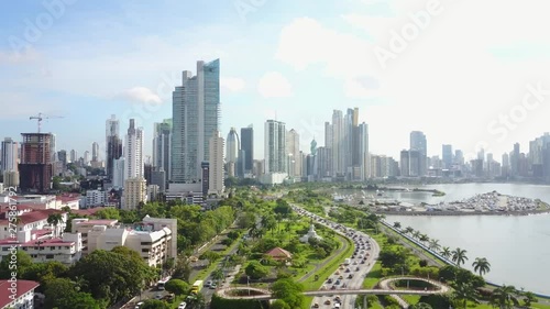 Aerial view of the skyline of Panama City, Panama.