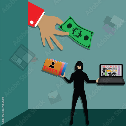 Security network concept,The hacker sells your personal data to someone - vector