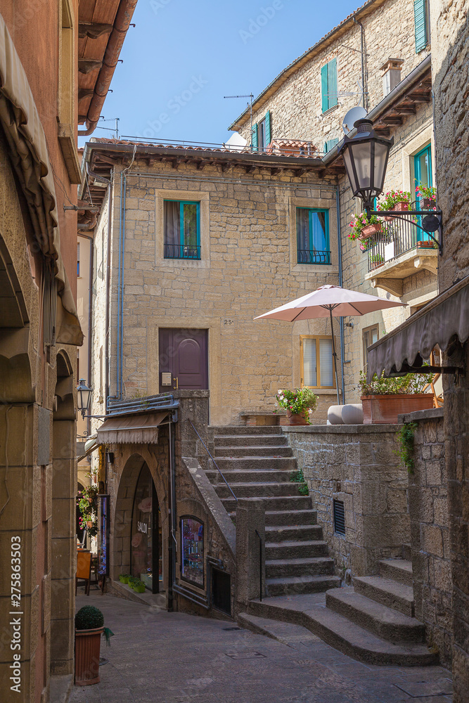 Picturesque narrow street in San Marino