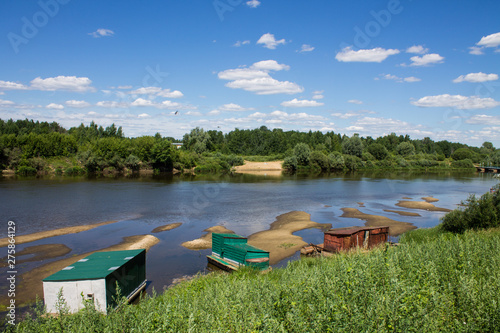 Shallow river Klyazma in Russia
