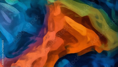 Abstract acrylic background. Watercolor texture. Psychedelic crazy art. Unusual design pattern. Warm and very bright colors. Marble effect liquid draw artwork. Colorful waves.