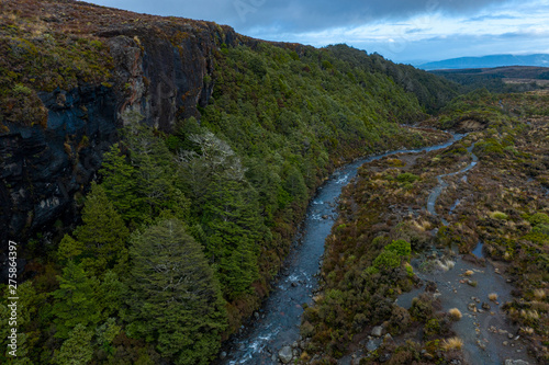 Aerial view of river flowing through Tongariro crossing National Park 
