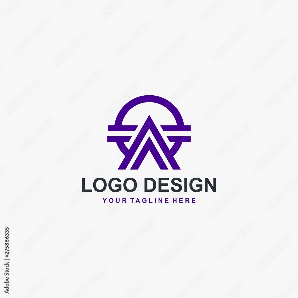 Fototapeta premium Triangle logo element icon design, circle shape design, outline logo design for business company.