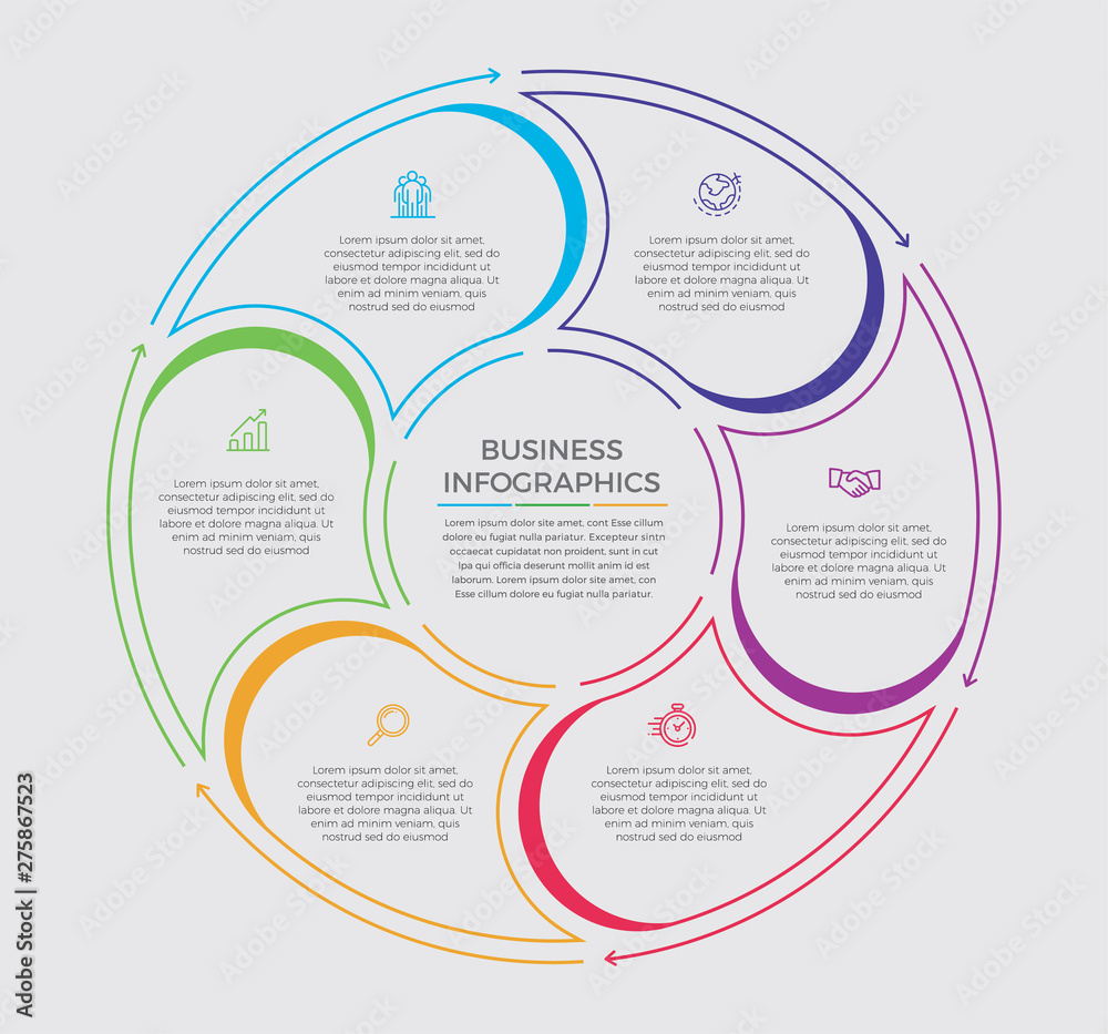 Infographic design vector and marketing icons can be used for workflow layout, diagram, annual report, web design. Business concept with 6 options, steps or processes. - Vector Infographic design vector and marketing icons can be used for workflow layout, diagram, annual report, web design. Business concept with 6 options, steps or processes. - Vector