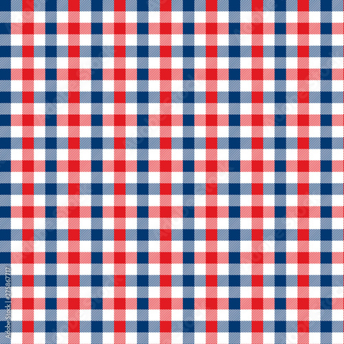 Gingham pattern red and blue. Texture from rhombus/squares for - plaid, tablecloths, clothes, shirts, dresses, paper, bedding, blankets, quilts and other textile products. Vector illustration EPS 10